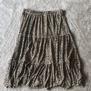Tickled Teal Leopard Print Skirt - L - 3 Tier Ruffles